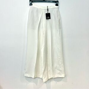 Massimo Dutti White Crisp Palazzo Wide leg High Rise Pants sz 4US